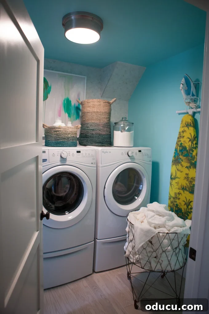Step Inside the HGTV Dream Home 2016 23 The well-appointed laundry room in the HGTV Dream Home 2016, featuring functional design and the calming Island Shores paint color.