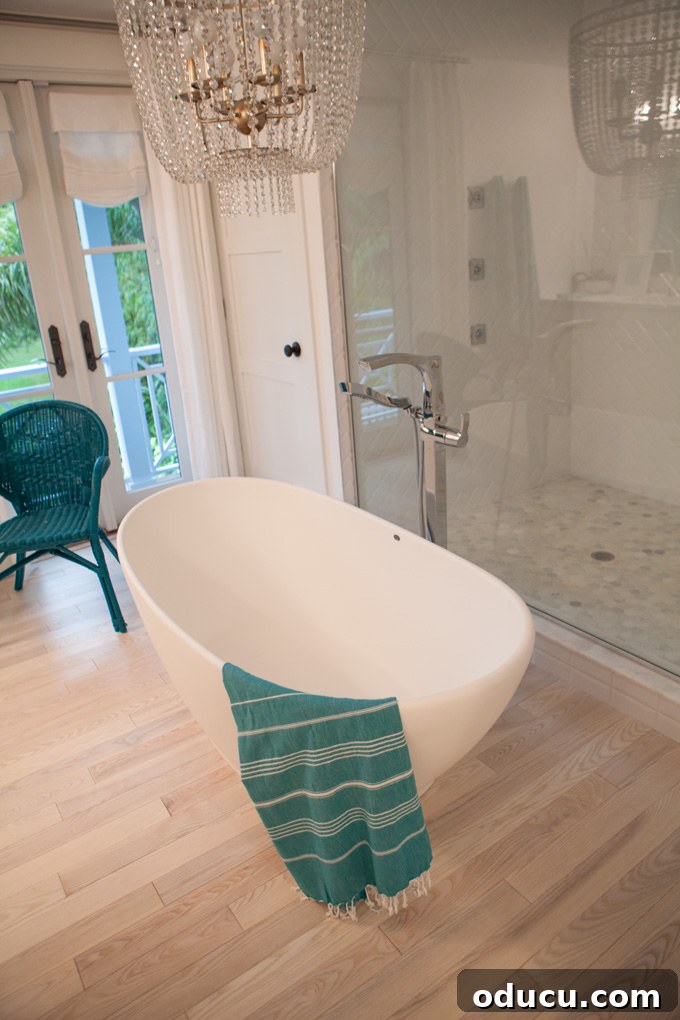 Step Inside the HGTV Dream Home 2016 28 The luxurious master bathroom of the HGTV Dream Home 2016, featuring elegant fixtures and a sophisticated design.