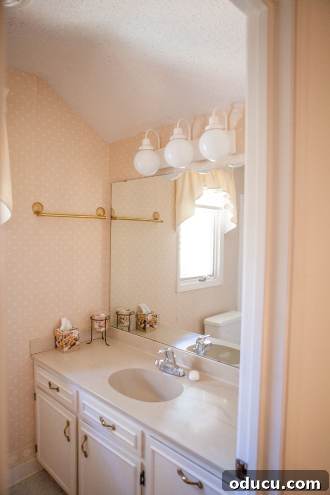 A Glimpse Inside My Brand New Home 27 Upstairs bathroom with a light and bright vanity area.