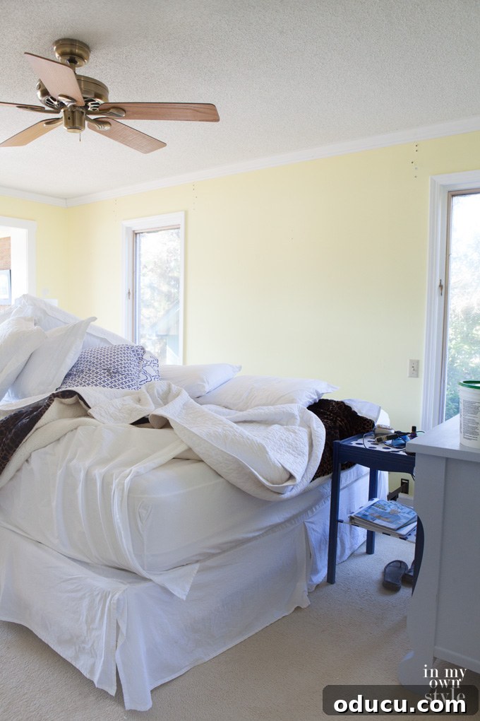 Serene Blue and White Bedroom Color Schemes 5 Master Bedroom Before and After Paint Transformation