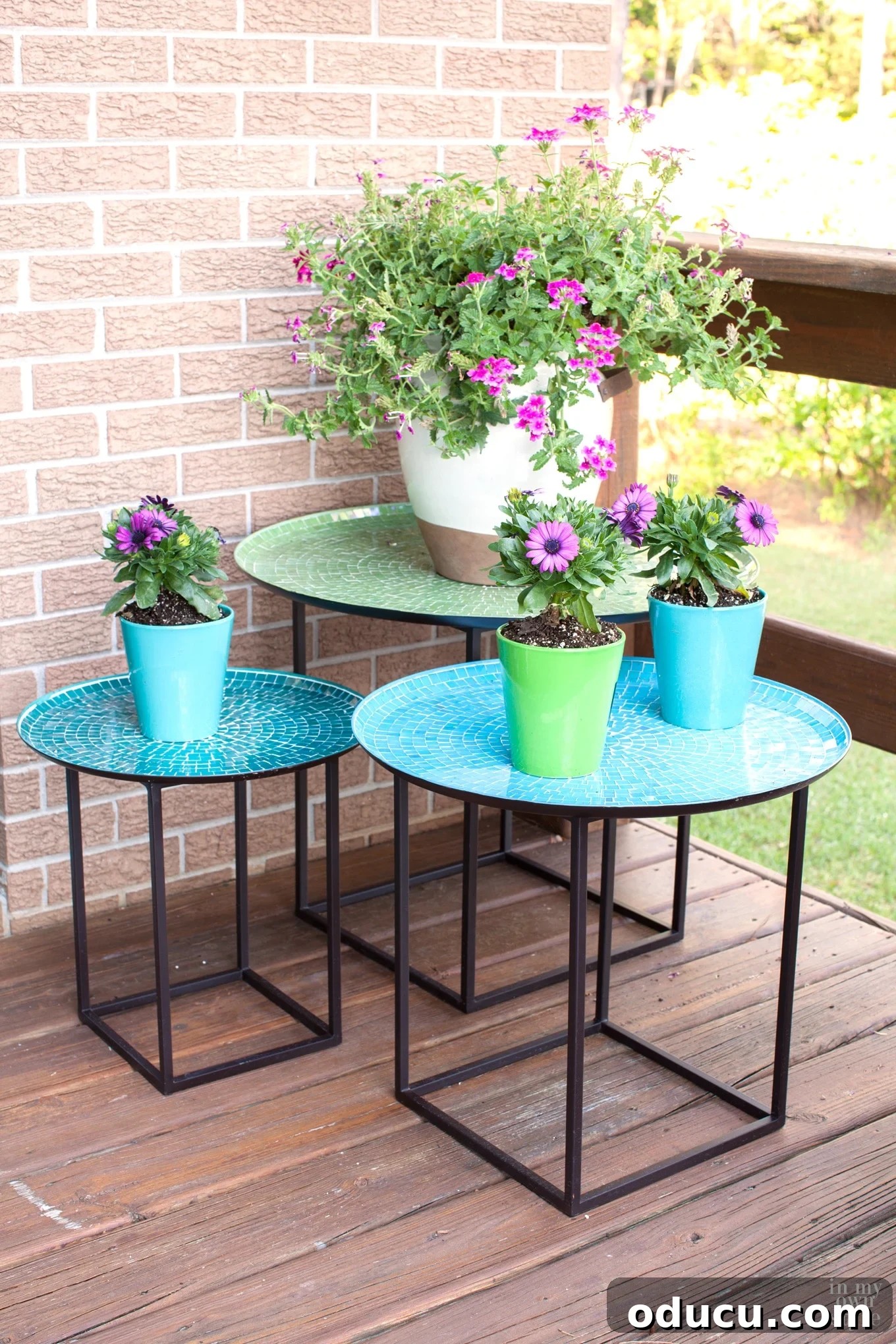 My Home's Exterior: A Palette of Pride 5 Outdoor Mosaic Side Table Set for Deck Decor
