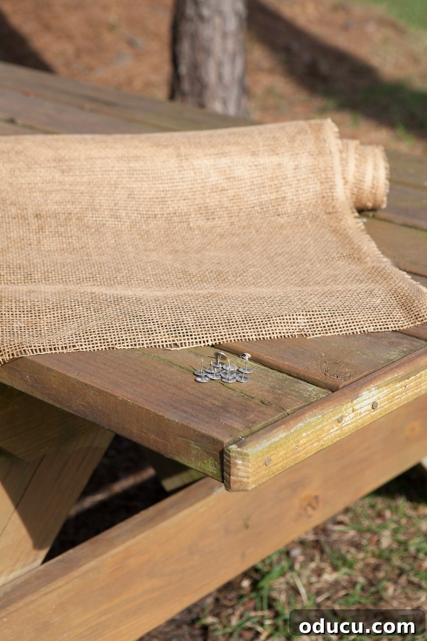 Seamless Outdoor Soirees 2 Beautiful outdoor tablecloth idea for a wooden picnic table, enhancing al fresco dining.