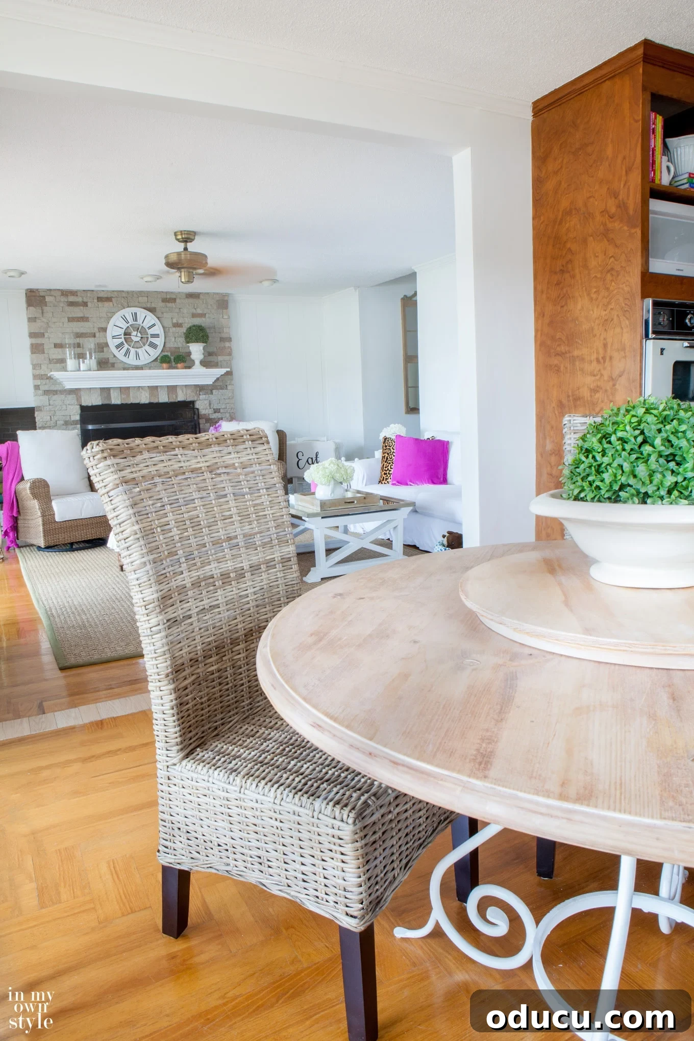 Your Open Dream Awaits 6 Living room after wall removal, featuring fireplace and new decor