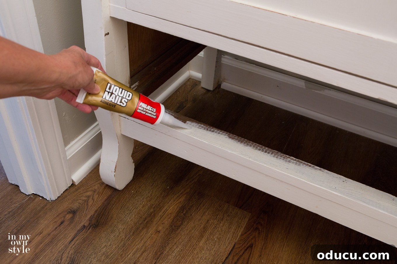 Transforming a Sideboard into a Bathroom Vanity 23 Finished plywood shelf with veneer edge, ready for painting