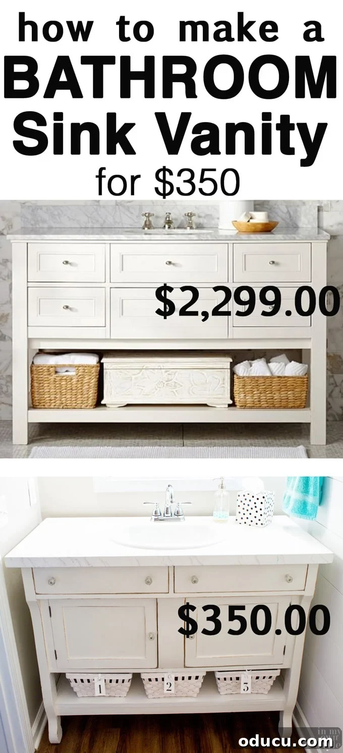 Transforming a Sideboard into a Bathroom Vanity 26 Repurposed sideboard vanity: A DIY Pottery Barn knock-off for a budget-friendly bathroom