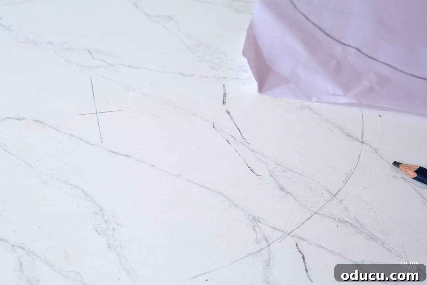 Transforming a Sideboard into a Bathroom Vanity 6 Graphite transfer method for marking the sink opening