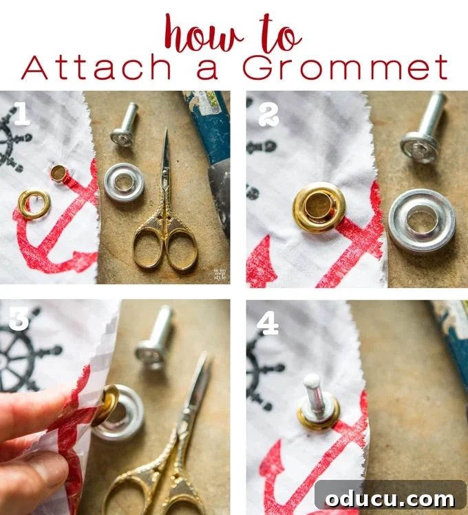 Quick Stitch-Free Round Outdoor Tablecloth 14 How to attach a grommet to fabric