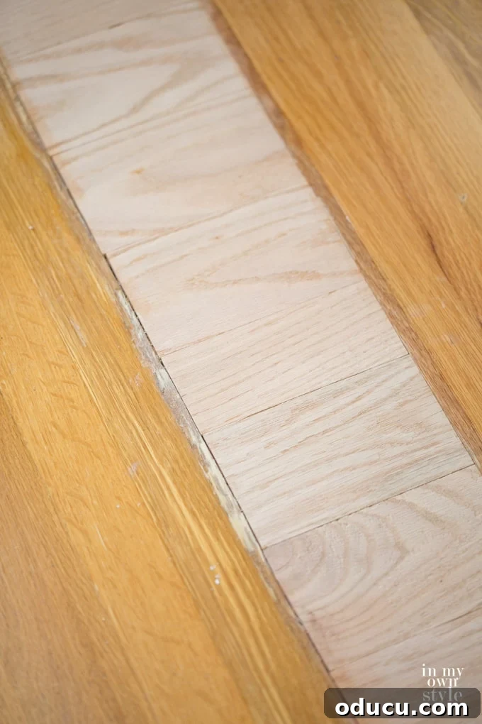 Seamless Solutions for Wide Hardwood Floor Gaps 6 Tools and materials for securing new wood planks in floor gap repair