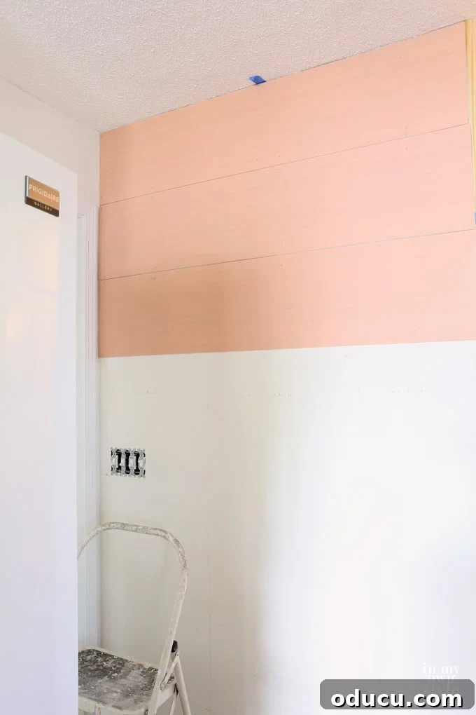 Effortless Shiplap Wood Wall Installation 11 The easiest way to shiplap or wood plank a wall