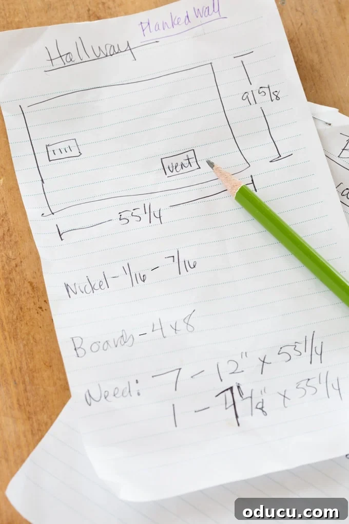 Effortless Shiplap Wood Wall Installation 7 How to measure a wall for shiplap wood planked walls