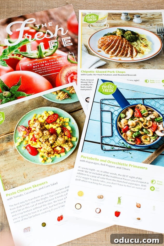 Hello, Yummy! HelloFresh 3 Detailed Hello Fresh recipe cards with step-by-step instructions for easy cooking