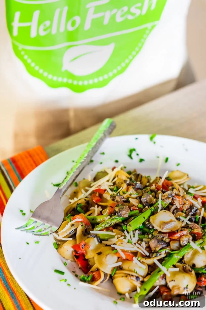 Hello, Yummy! HelloFresh 6 Hello Fresh meal delivery service apron and delicious dinner ready to serve