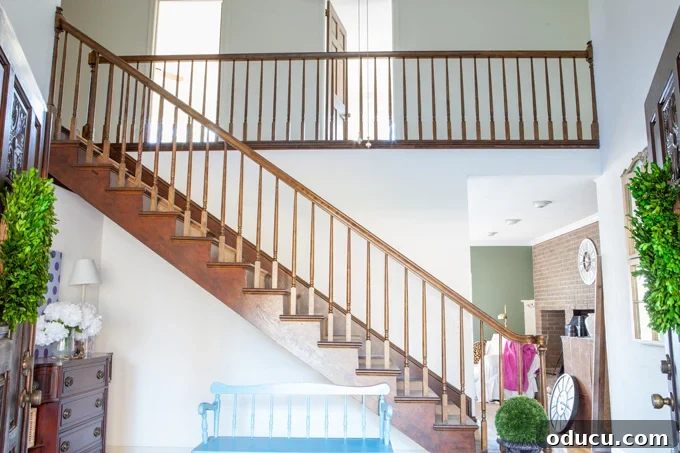 DIY Stair Riser Transformation 3 wood staircase makeover in foyer