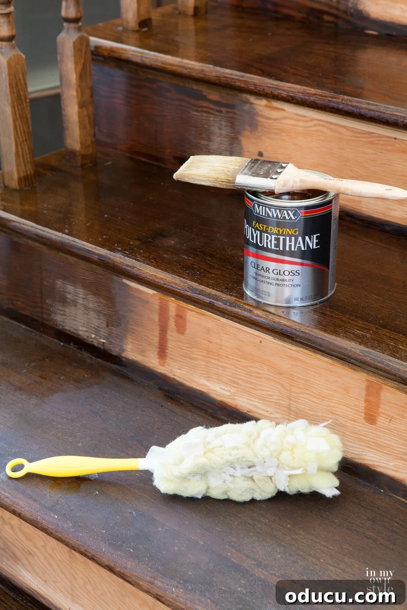 DIY Stair Riser Transformation 6 How to stain staircase steps