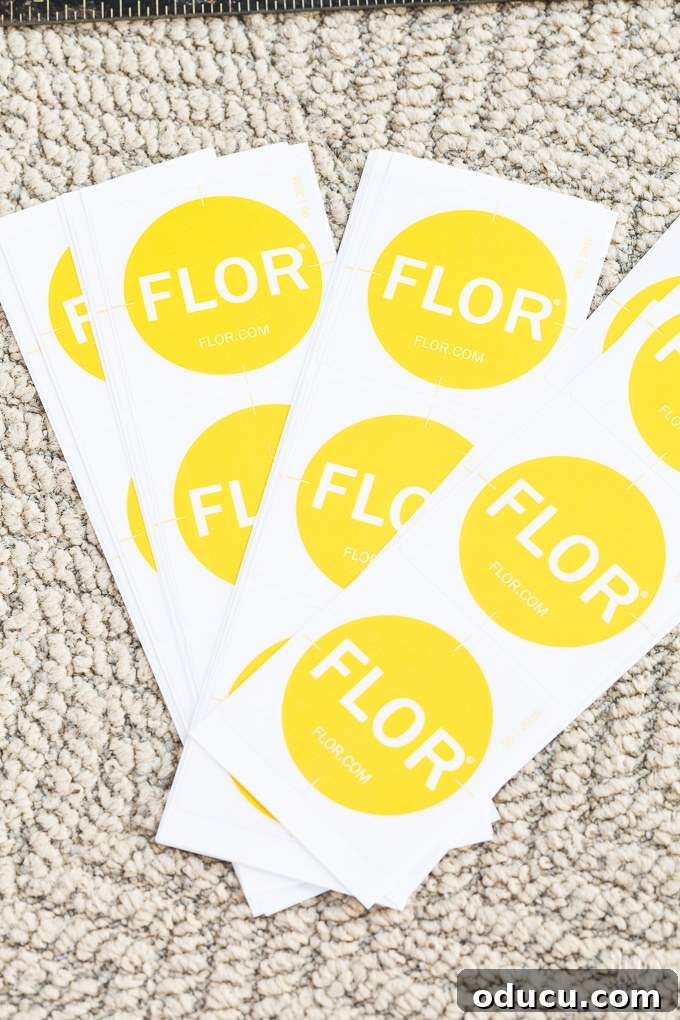 FLORing My Studioffice 7 FLOR area rug adhesive dots, essential for seamless installation