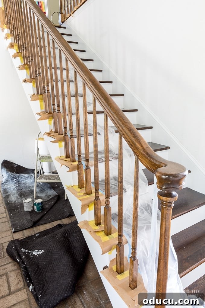 Revamp Your Stairs: Flawless Spindle Painting Made Simple 7 staircase makeover