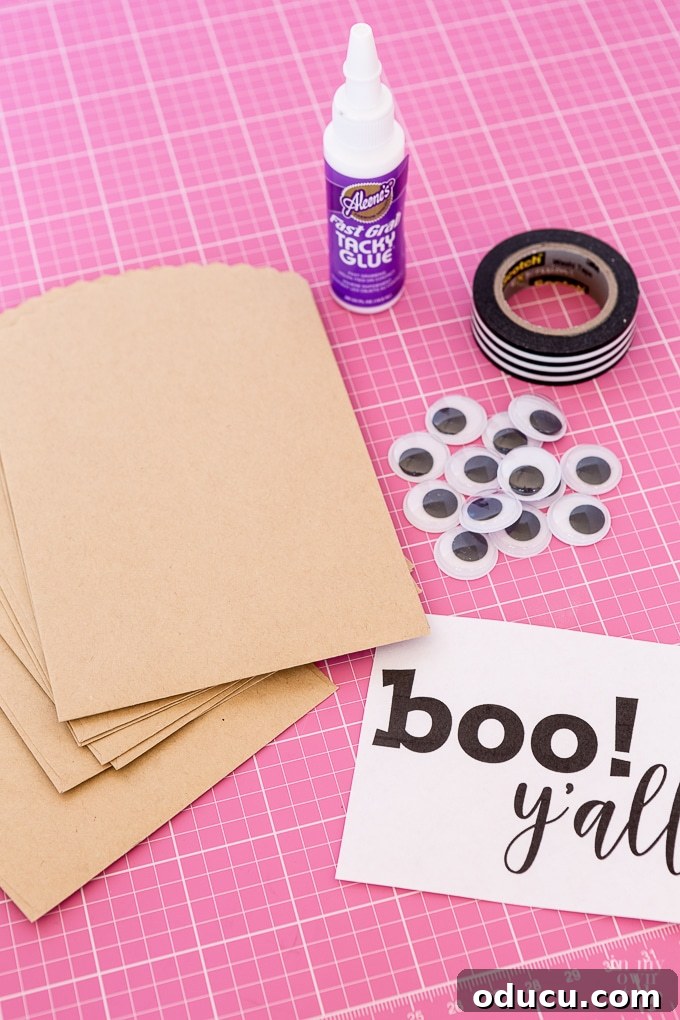 Spooktacularly Sweet Halloween Candy Pouches 4 Detailed view of Halloween treat bags with googly eyes and custom typography