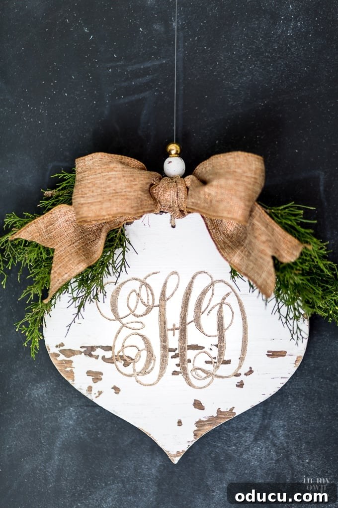 Artisan Rustic Monogram Wood Decor 20 carved-monogram-into-a-rustic-wood-christmas-ornament