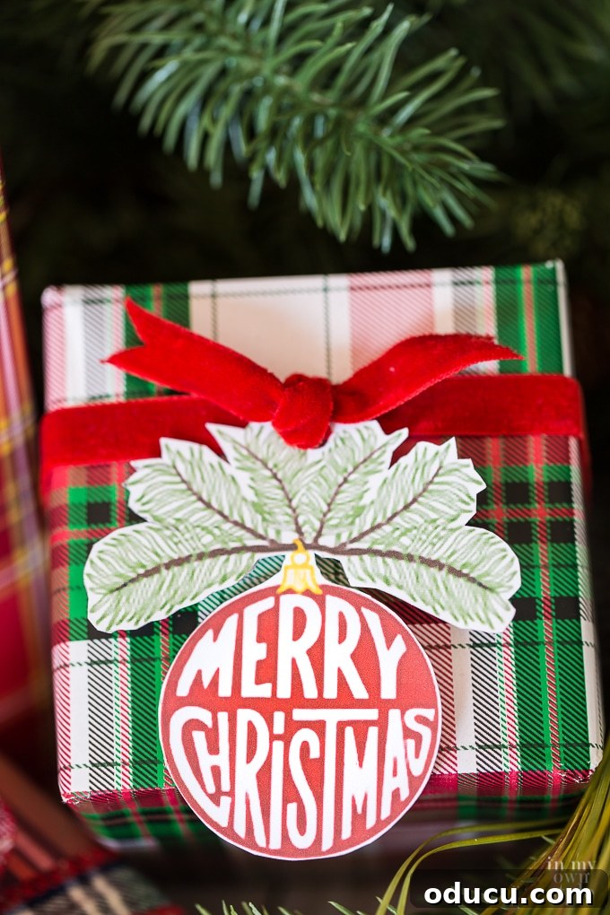 Classic Christmas Ornament Gift Tag Printable