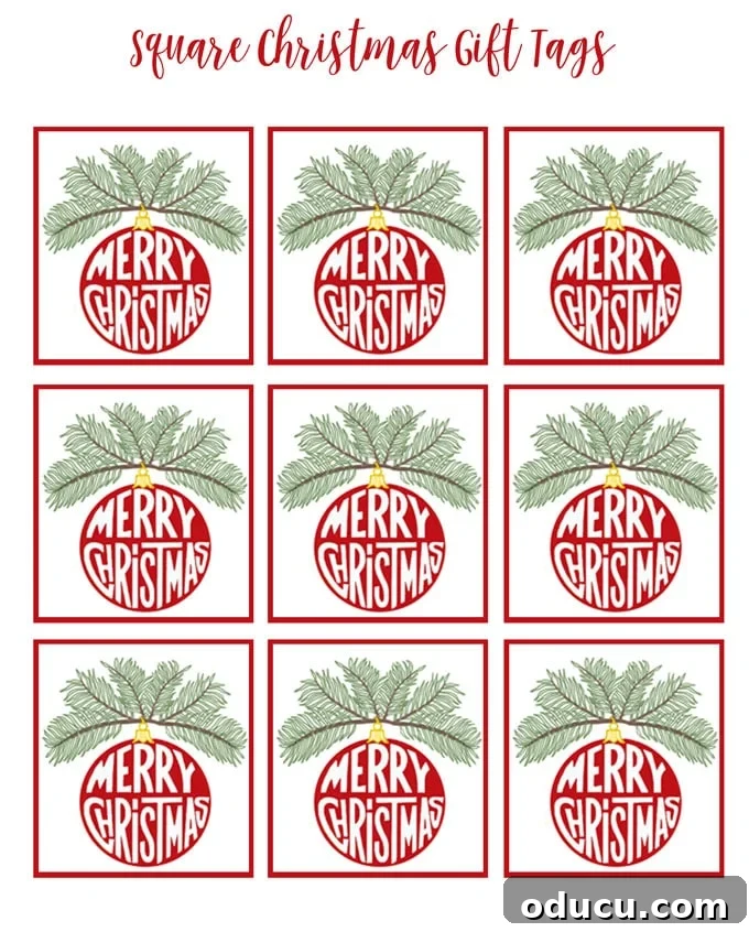 Free Printable Christmas Gift Tags Square Design