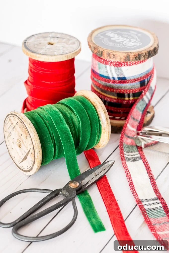 Christmas Velvet Ribbon for Decorating and Wrapping Gifts