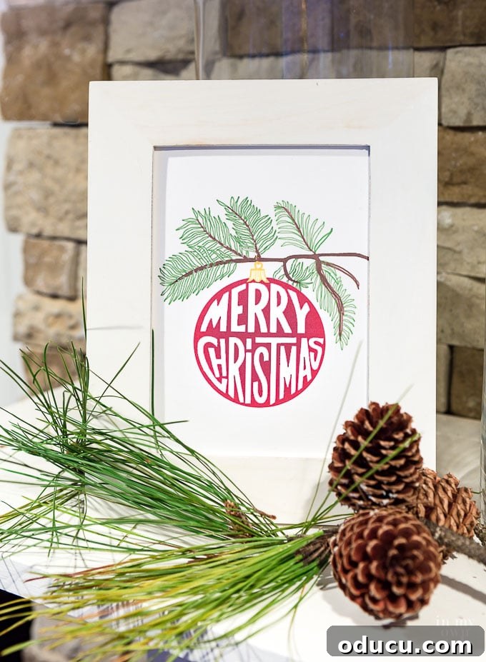 Free Christmas Ornament Printable Framed as Wall Art