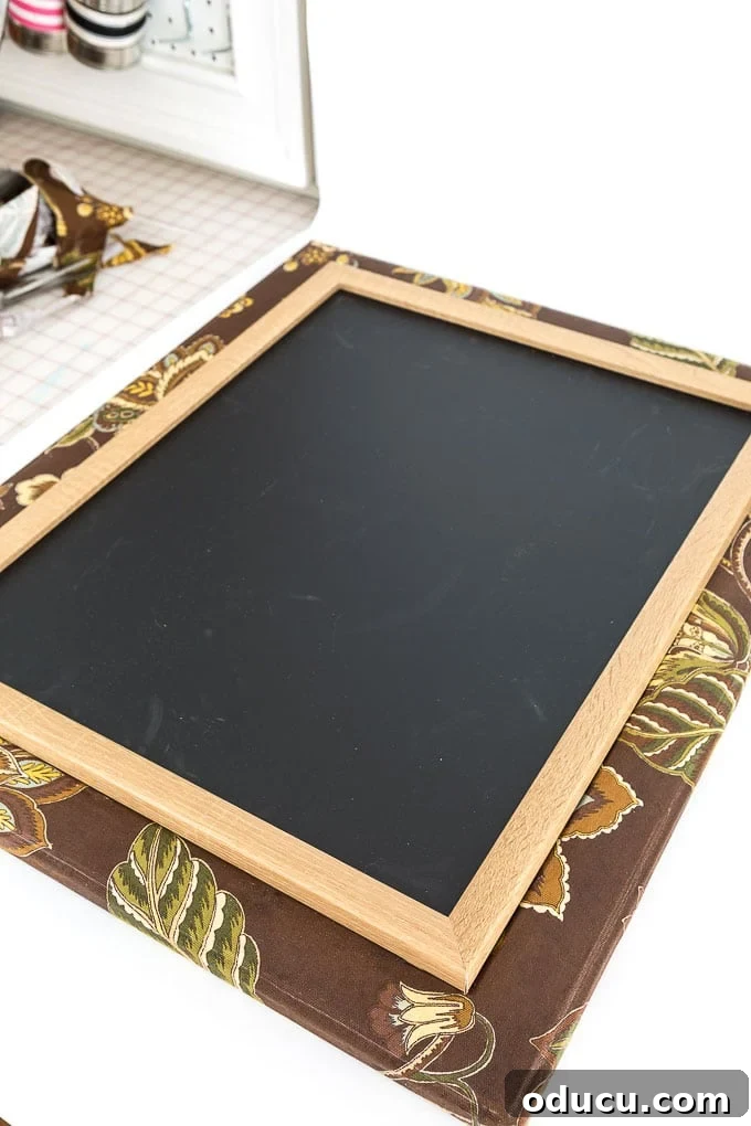 Upholstered Frame Message Board 14 how to cover a frame with fabric