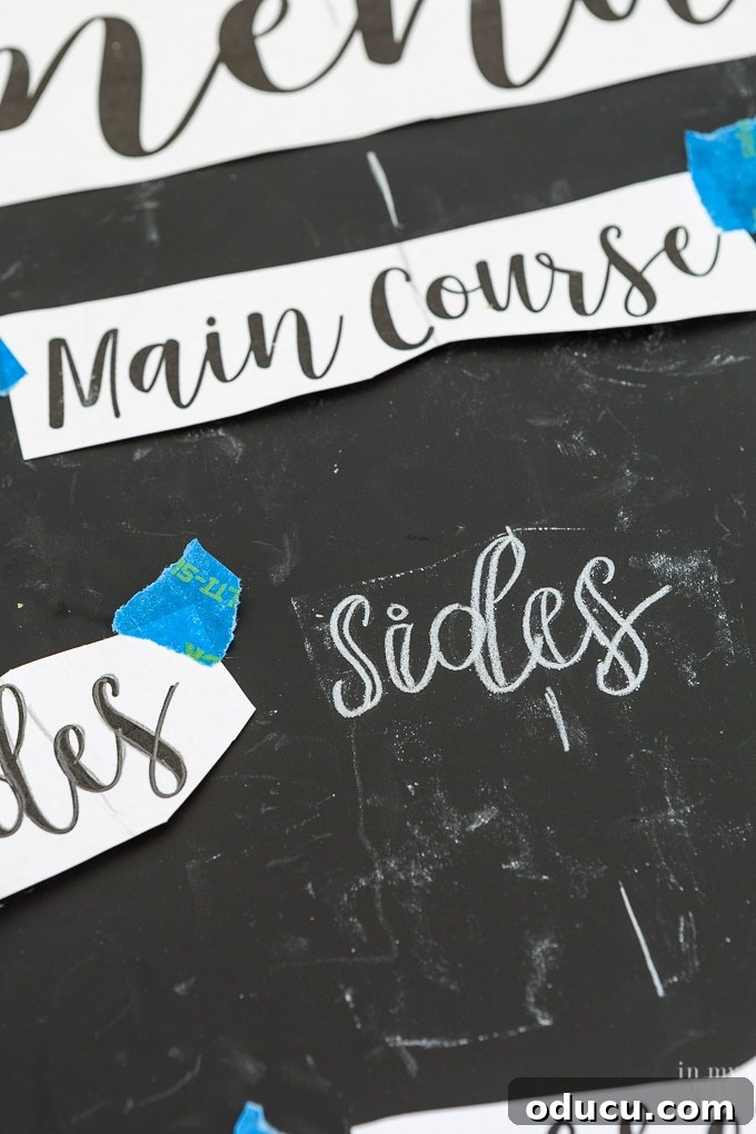Upholstered Frame Message Board 20 how to transfer lettering and designs to a chalkboard