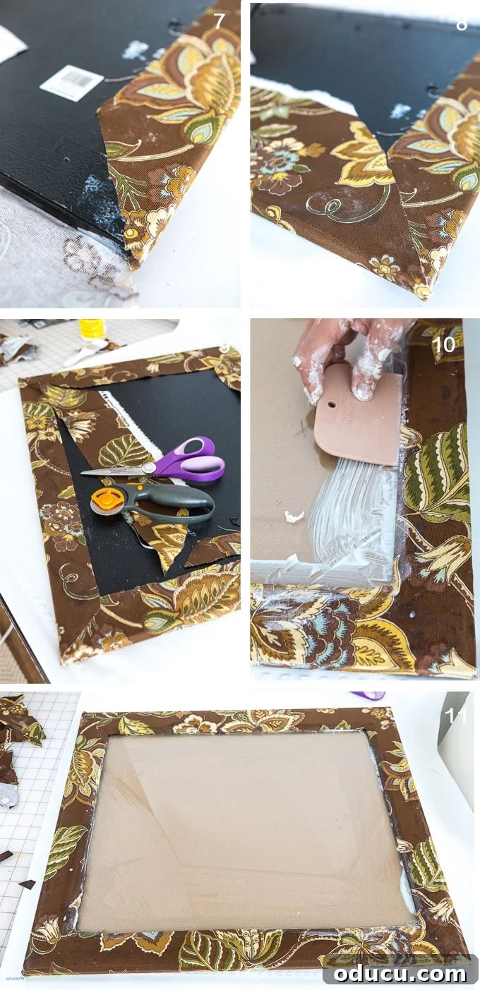 Upholstered Frame Message Board 7 how to cover a frame with fabric