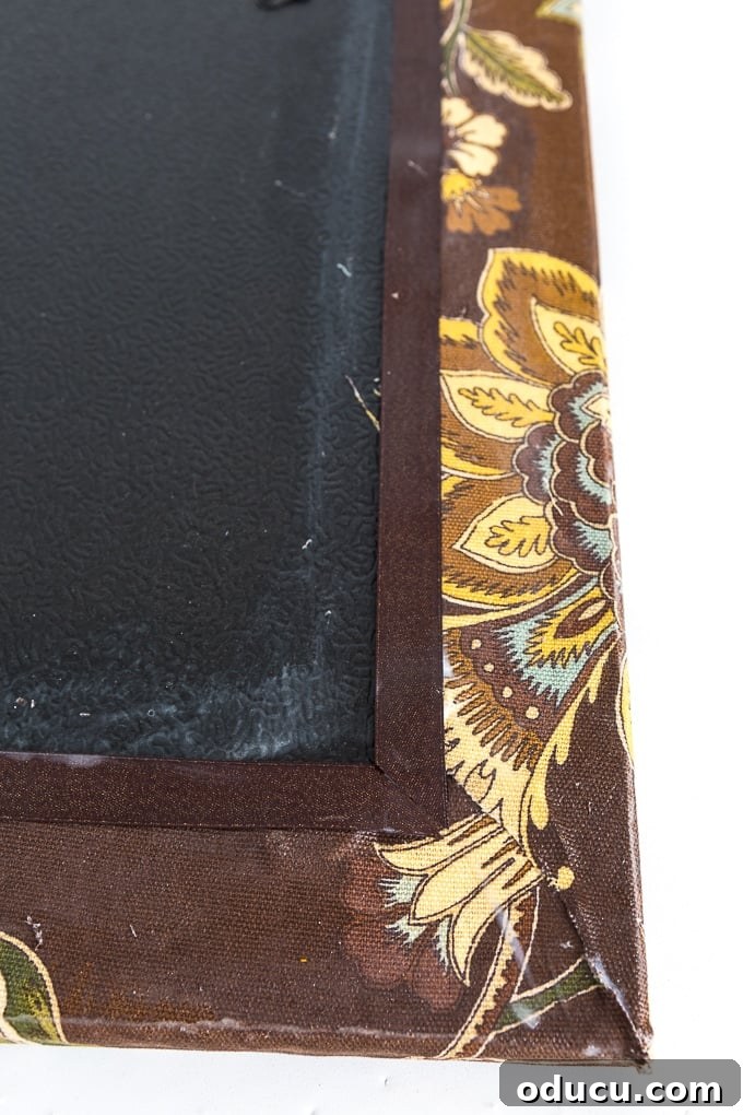 Upholstered Frame Message Board 8 How to cover a photo frame with fabric