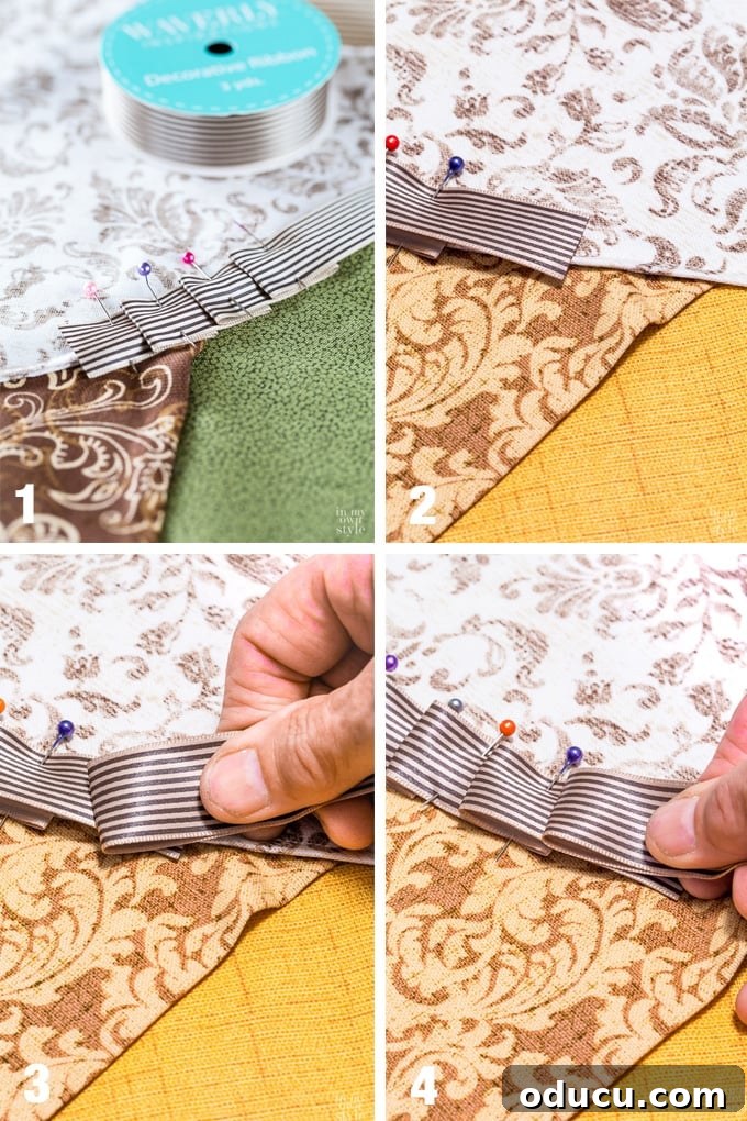 Crafting a Perfect Round Tablecloth for Thanksgiving 22 How to make ribbon trim