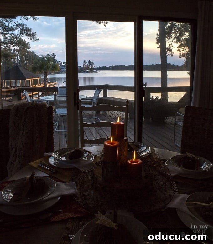 Crafting a Perfect Round Tablecloth for Thanksgiving 4 Thanksgiving table by the lake