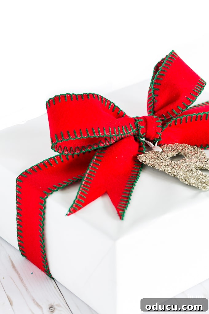Creative and easy gift wrapping ideas for Christmas using alternative papers and felt ribbon for elegance