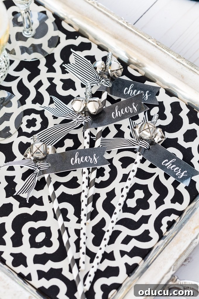 Ring in the New Year with Sparkling Cocktail Stirrers 6 DIY Tray Liner for New Year's Eve
