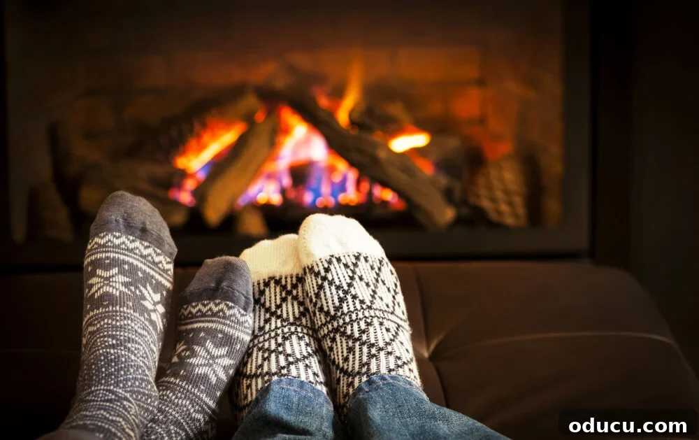 Own Your January 3 two-socked-pairs-of-feet-cozy-by-the-fire