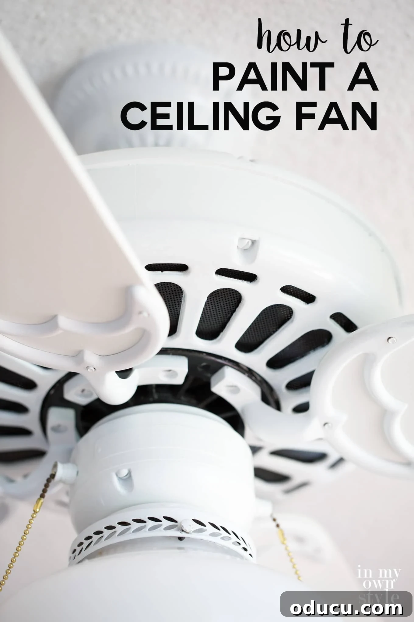 Lake House Living A DIY First Year 30 DIY guide on how to make an ugly ceiling fan disappear with paint
