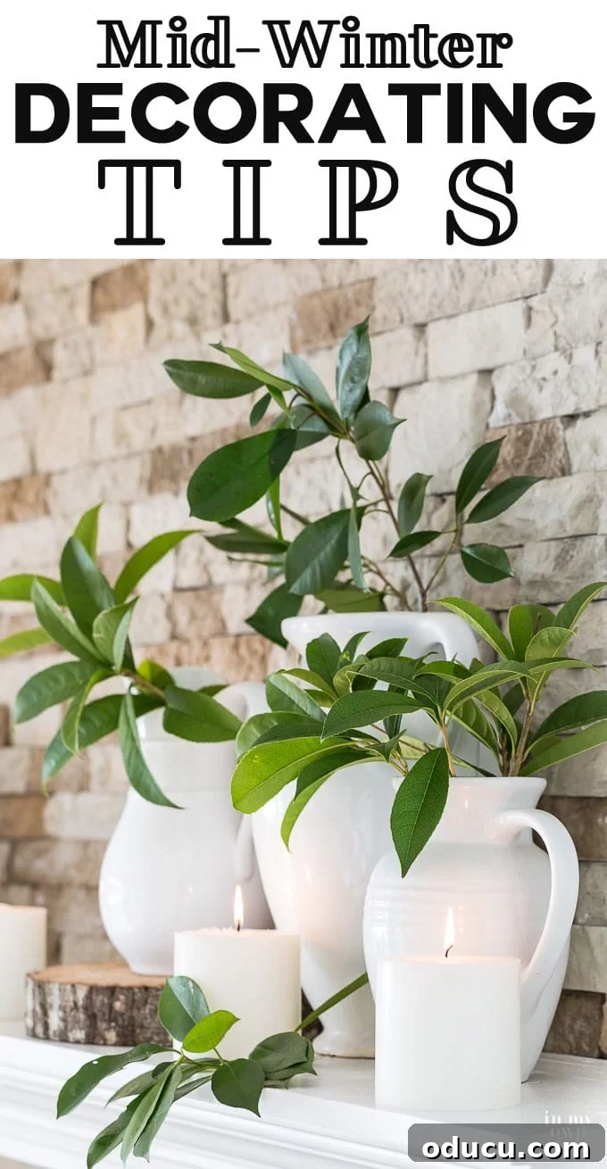 Cozy Winter Interiors: Cultivate Calm and Rejuvenation 24 Winter decorating ideas after the holidays, showcasing a refreshed and cozy mantel