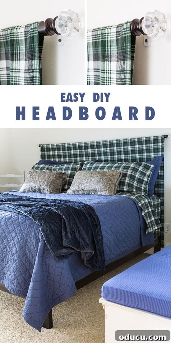 Easy DIY Headboard for Your Guest Space 13 Easy headboard to make for any bed, a DIY project in under 15 minutes, showing a creative fabric solution
