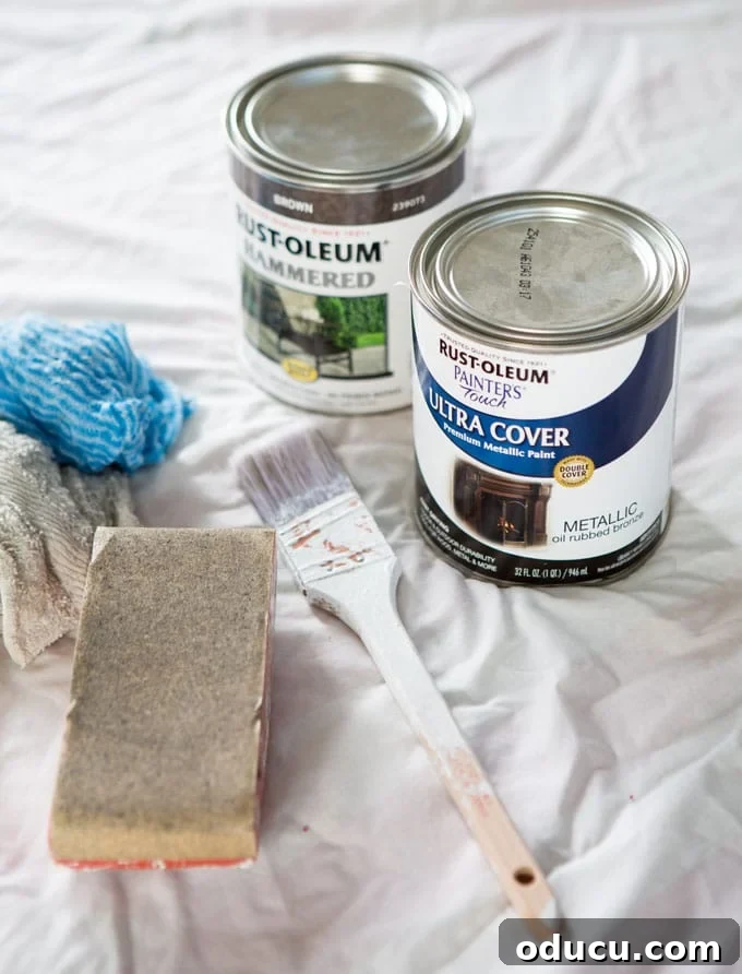 Easy DIY Headboard for Your Guest Space 10 Oil rubbed bronze metallic spray paint can for metal furniture transformation