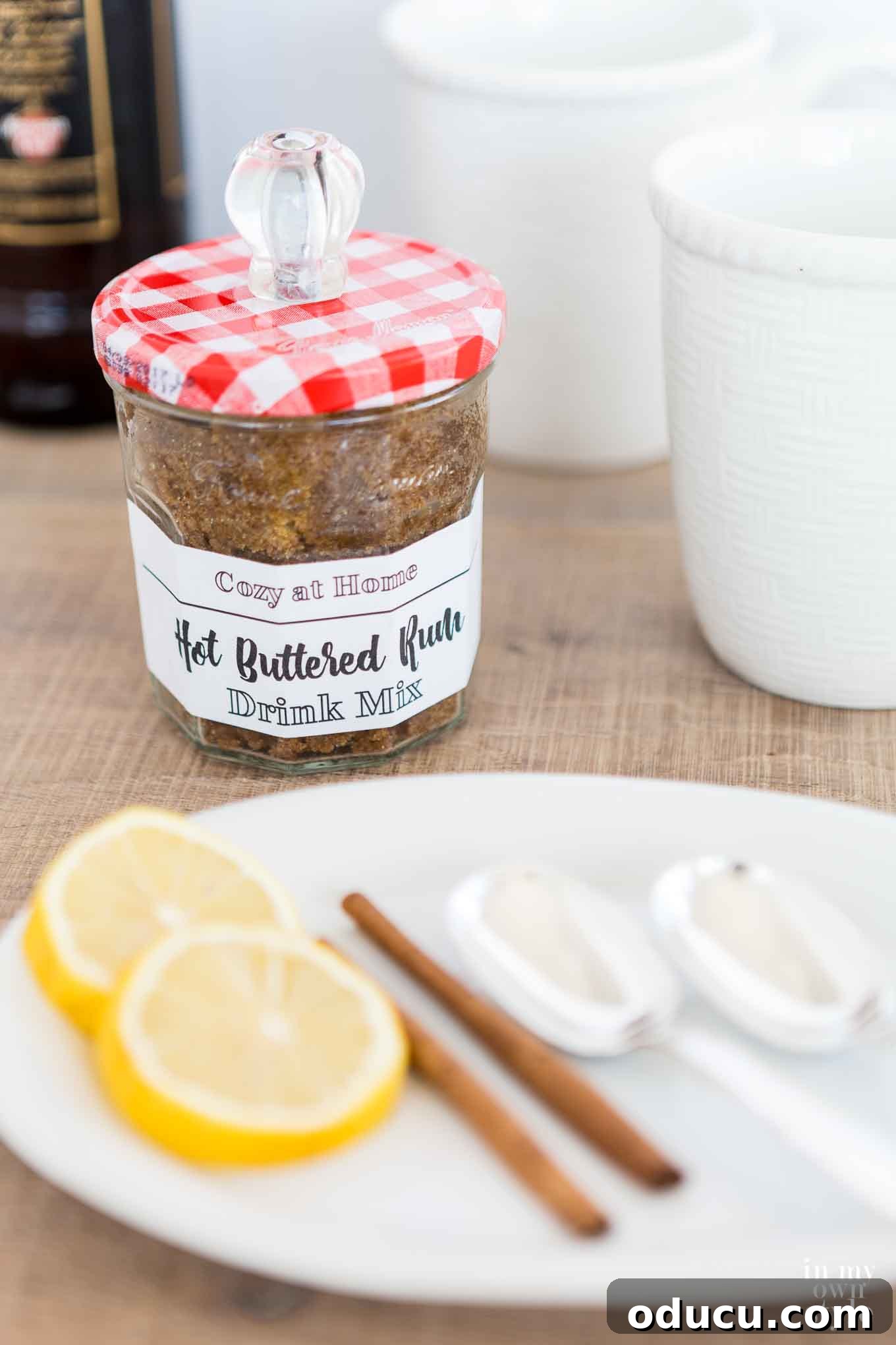 Hot Buttered Rum for a Cozy Night In 5 Preparation for a Hot Buttered Rum, showing ingredients and mix
