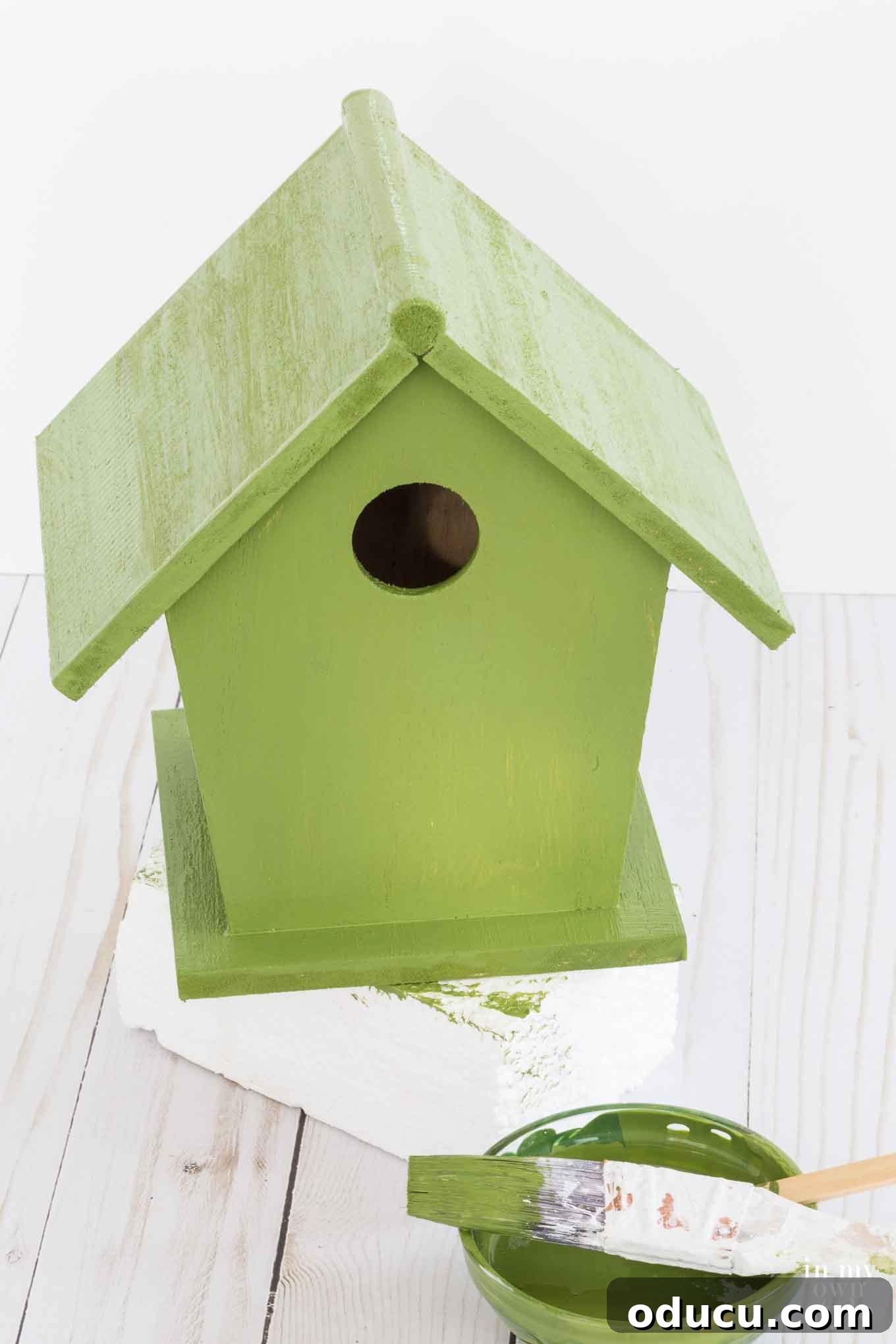 Elevate Your Birdhouse Decor 11 Applying the Base Coat to Your DIY Birdhouse Project