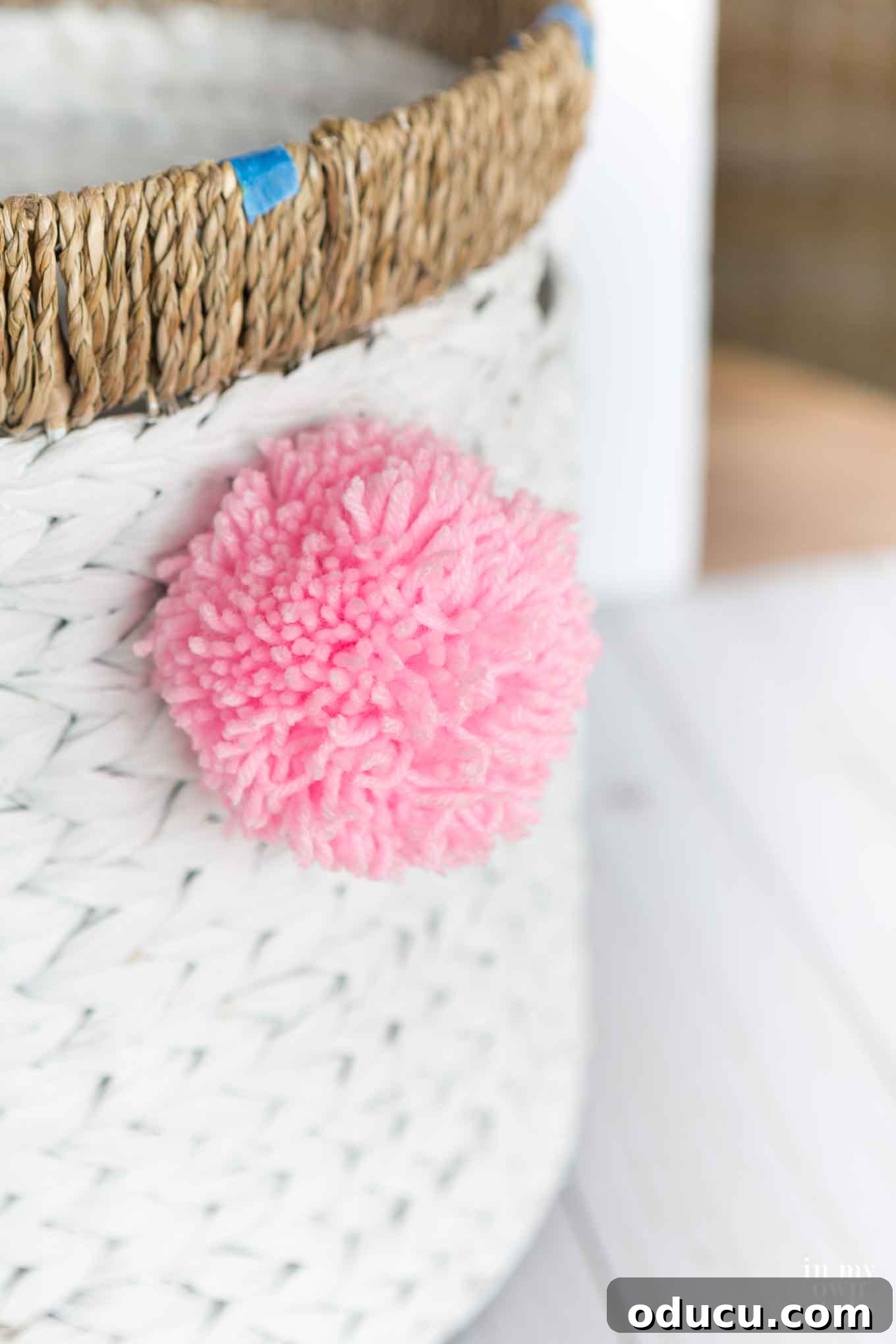 My Signature Pom Pom Basket 14 Finished pom pom basket from the inside