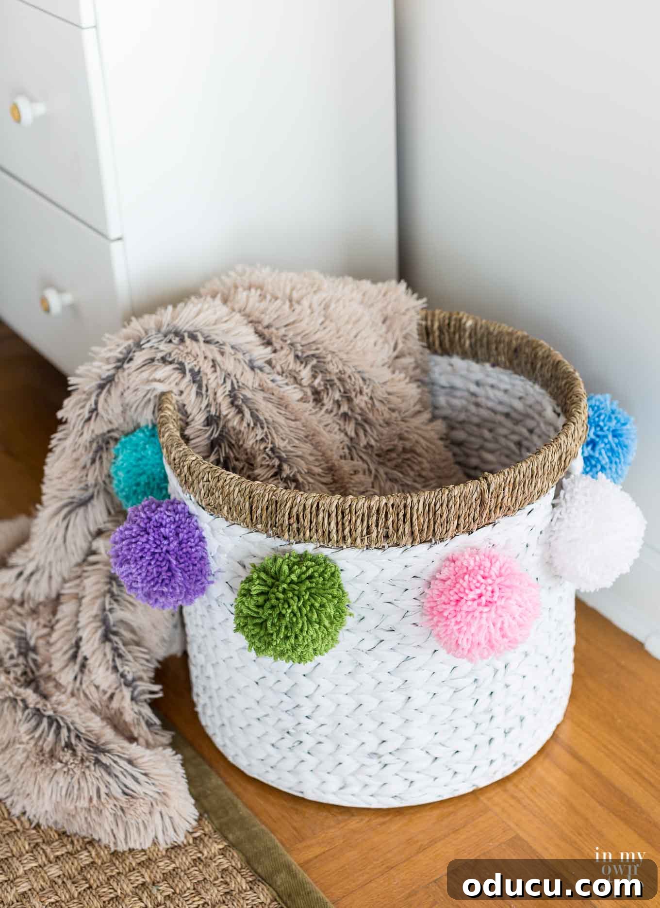 My Signature Pom Pom Basket 5 Easy DIY pom pom basket for storage and organization