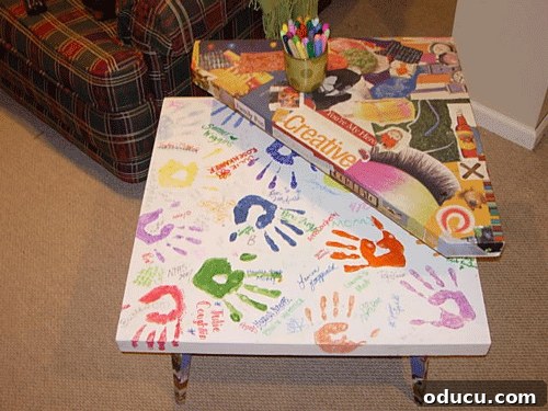 Kids DIY Handprint and Signature Table - A Personal Touch for Kids' Spaces