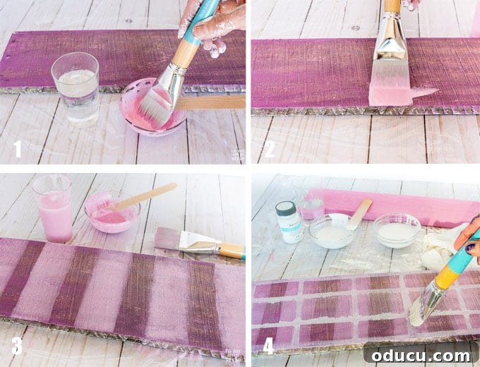 Valentine's Day Triple Vase Tray 21 How to paint wide plaid stripes on a wooden board