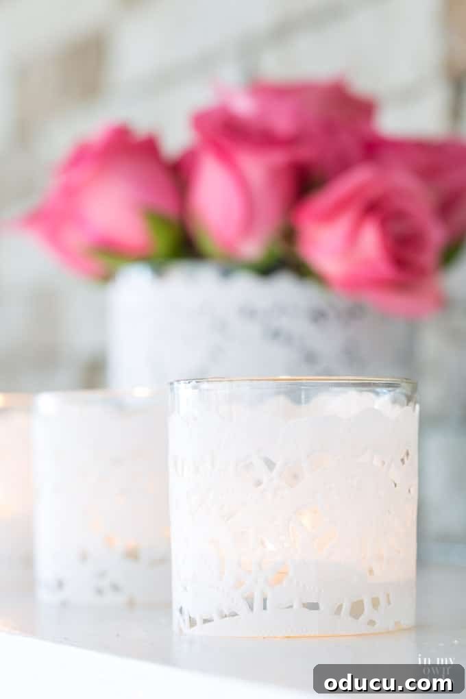 Heartfelt Illumination Valentine Doily Candles 2 Valentine decorating ideas that can be done in 10 minutes, creating a romantic ambiance
