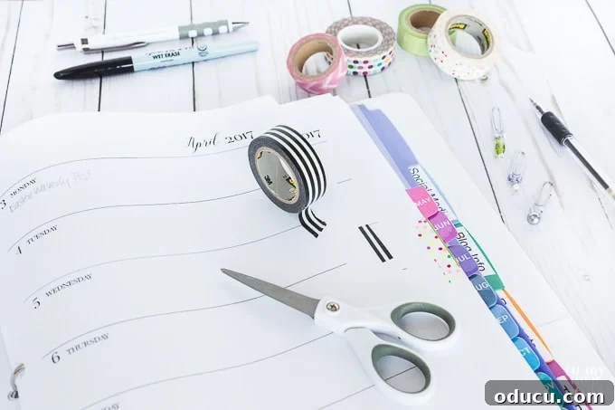 Customize a day planner