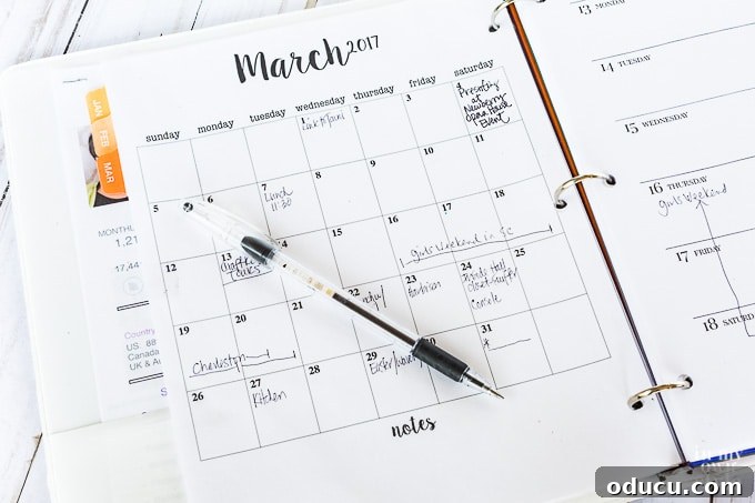 Free printable monthly calendar pages for a daily planner