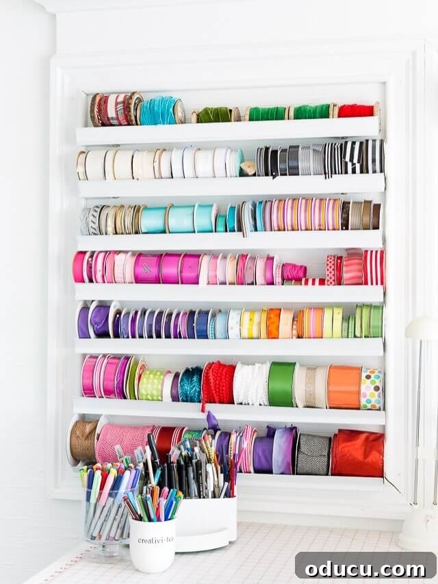 Conquer Ribbon Chaos: Genius Storage for Every Spool 3 Craft Room Wall Ribbon Storage Organizer