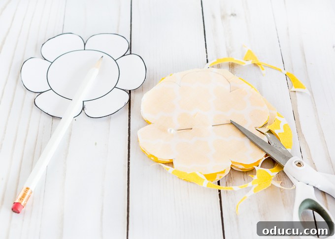 Revitalize Furniture with Fabric and Liquid Starch 23 Fabric cutting tips for stiffened fabric: Cutting flower shapes precisely.